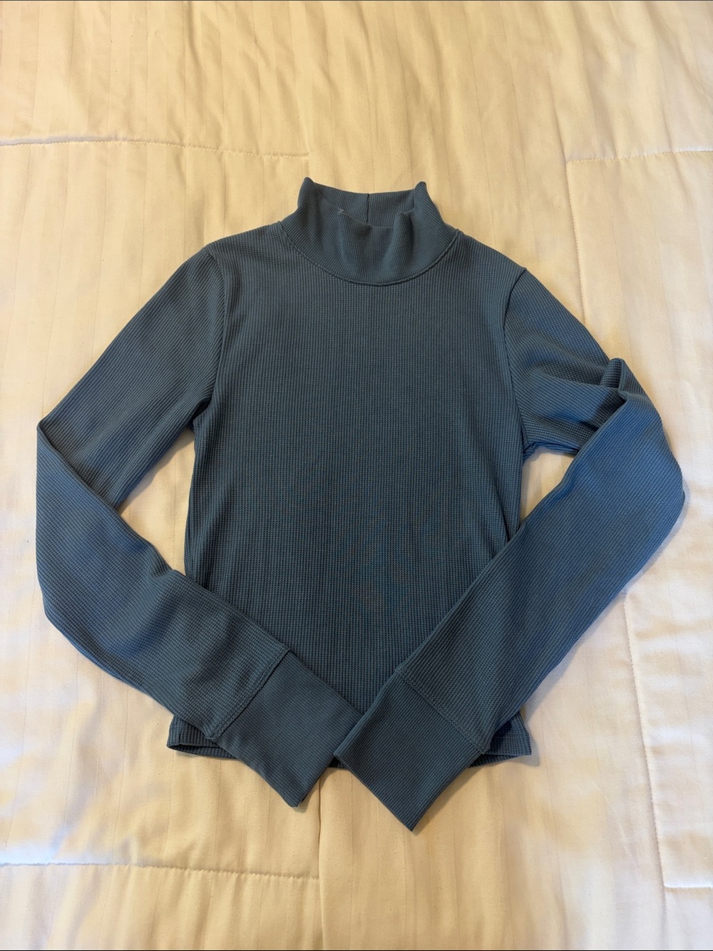American Eagle Women’s Ribbed Mock Neck Sweater - Slate Blue